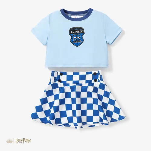 Harry Potter 2pcs Toddler/Kids Girls Preppy style Checkered/Plaid Dress Set
