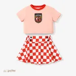 Harry Potter 2pcs Toddler/Kids Girls Preppy style Checkered/Plaid Dress Set
 Red