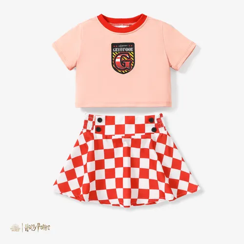 Harry Potter 2pcs Toddler/Kids Girls Preppy style Checkered/Plaid Dress Set

