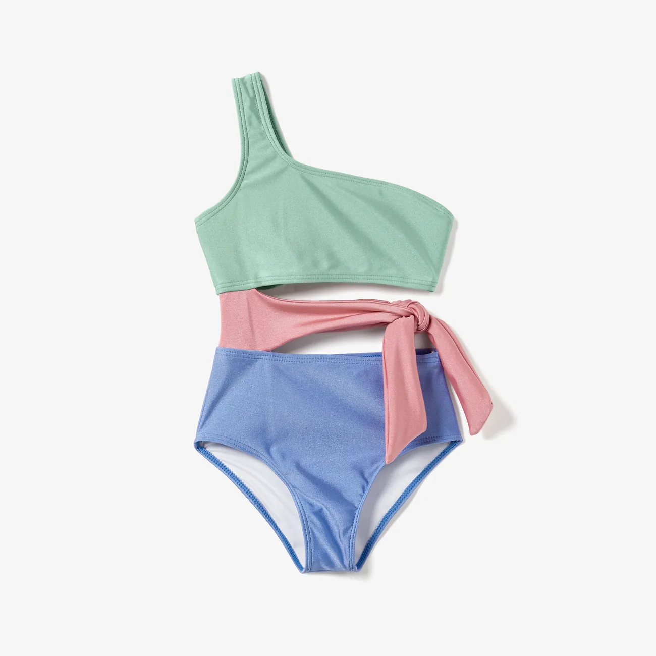 Family Matching Color Block Drawstring Swim Trunks or One Shoulder One-Piece Swimsuit Color block big image 1