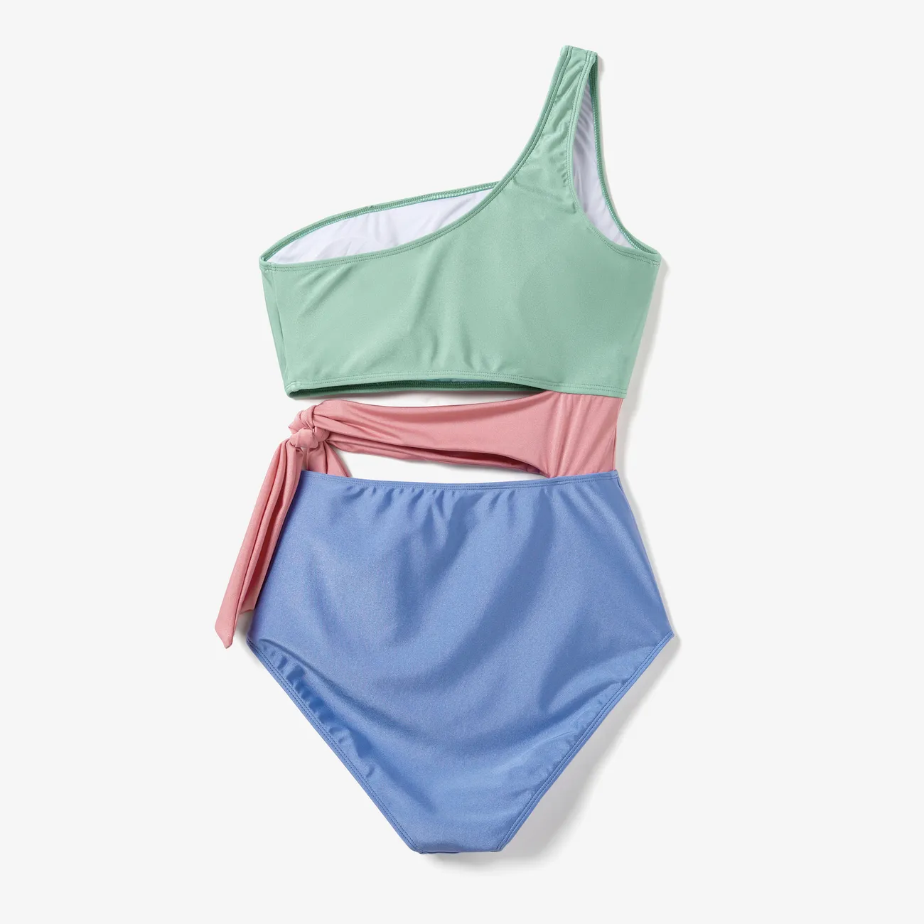 ملابس السباحة إطلالة العائلة للجنسين خياطة النسيج لون سادة كتلة اللون big image 1