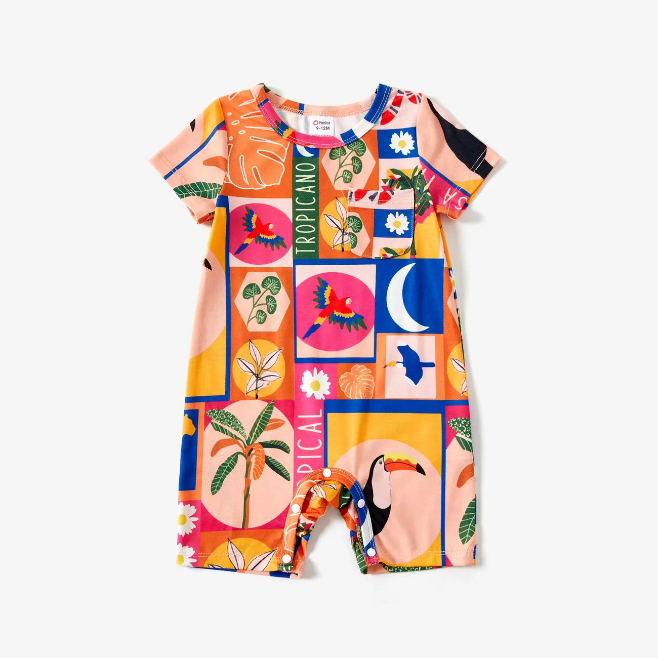 Family Matching Allover Tropical Printed Vacation Pajamas Sets (Flame Resistant) JF big image 1