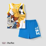 Looney Tunes Boys Breathable Looney Bugs Bunny Football Elements Tank Top Shorts Set Blue