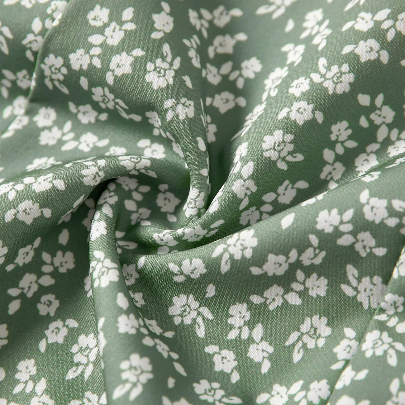 Familien-Looks Zerbrochene Blume Tanktop Familien-Outfits Sets Grün Weiß big image 1