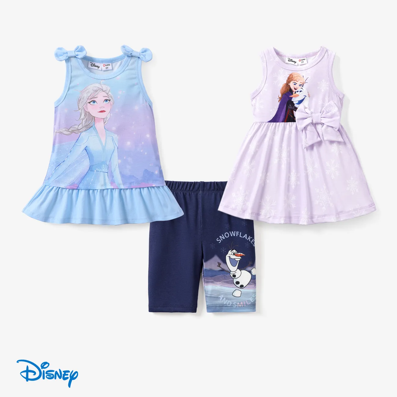 Disney Frozen Elsa/Anna/Olaf 1pc Toddler Girl Character Print Bowknot Tank Top/Leggings
 bluishviolet big image 1