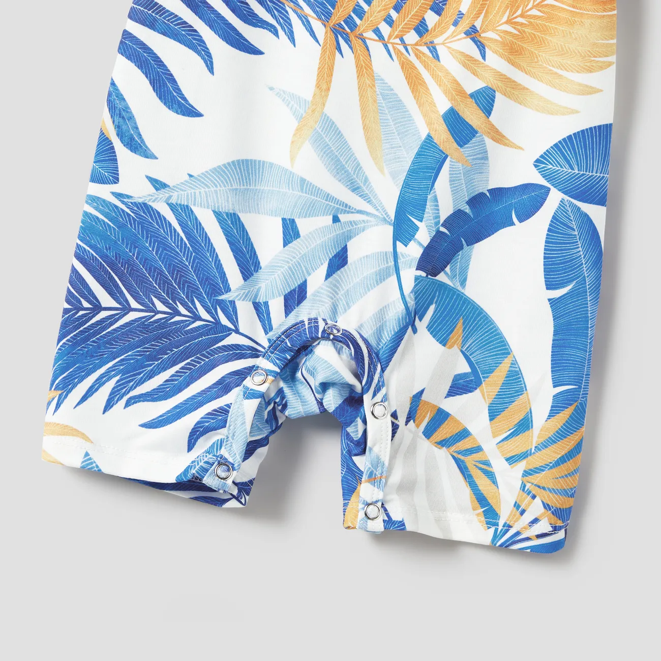 Looks familiares Plantas y flores tropicales Camiseta sin mangas Conjuntos combinados para familia Conjuntos Azul big image 1