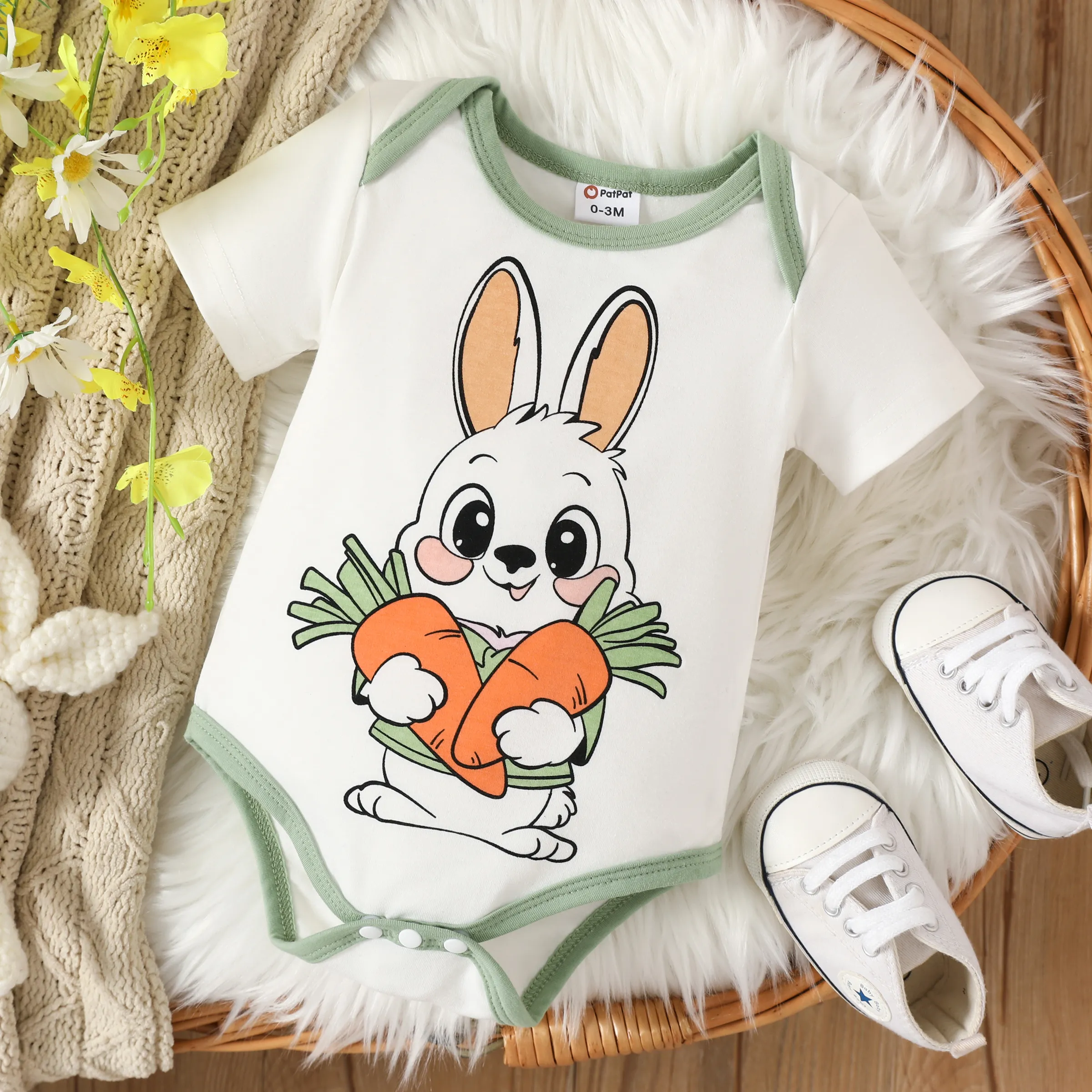 Baby Boy Rabbit Cute Animal Pattern Short Sleeve Romper