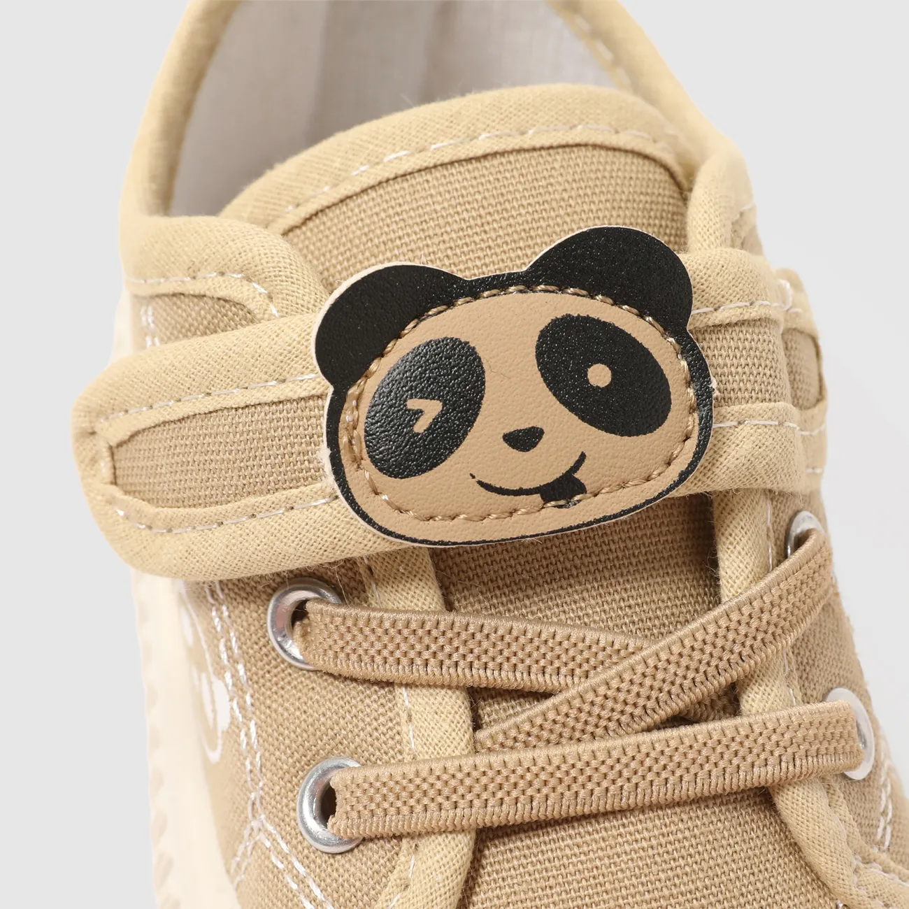 Toddler/Kids Casual Panda Pattern Velcro Canvas Shoes Khaki big image 1