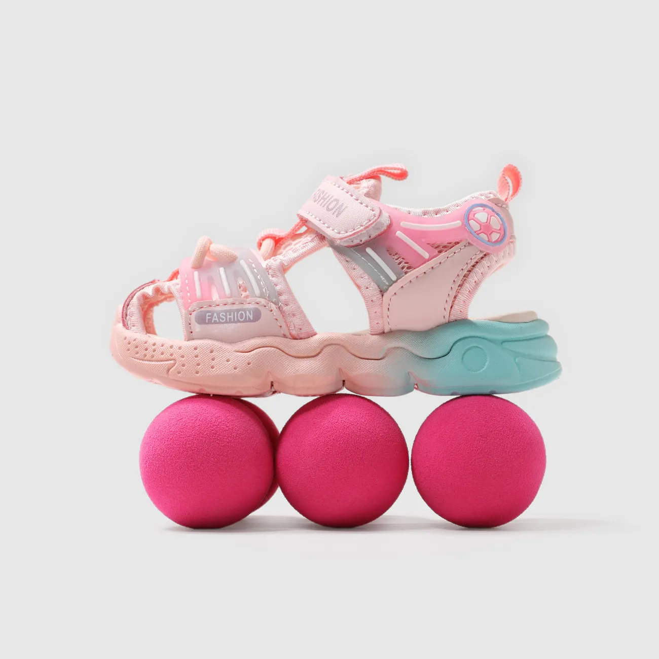Toddler/Kids Solid Casual Mesh Fiber Velcro Sandals Pink big image 1
