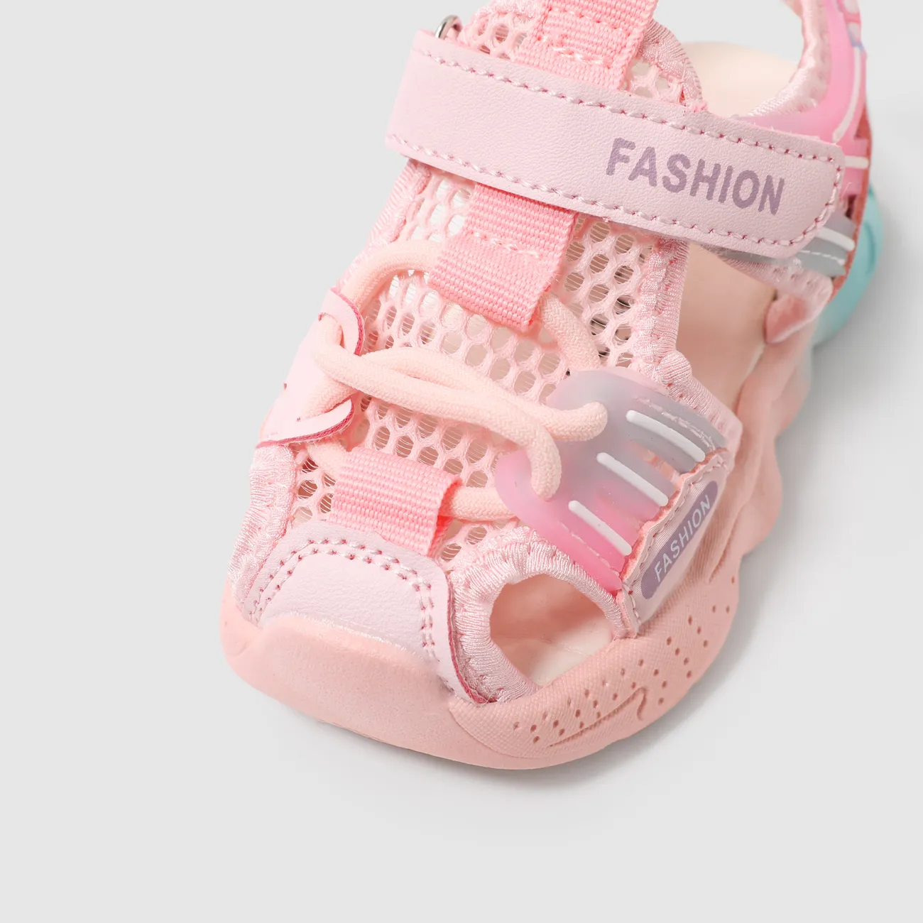 Toddler/Kids Solid Casual Mesh Fiber Velcro Sandals Pink big image 1