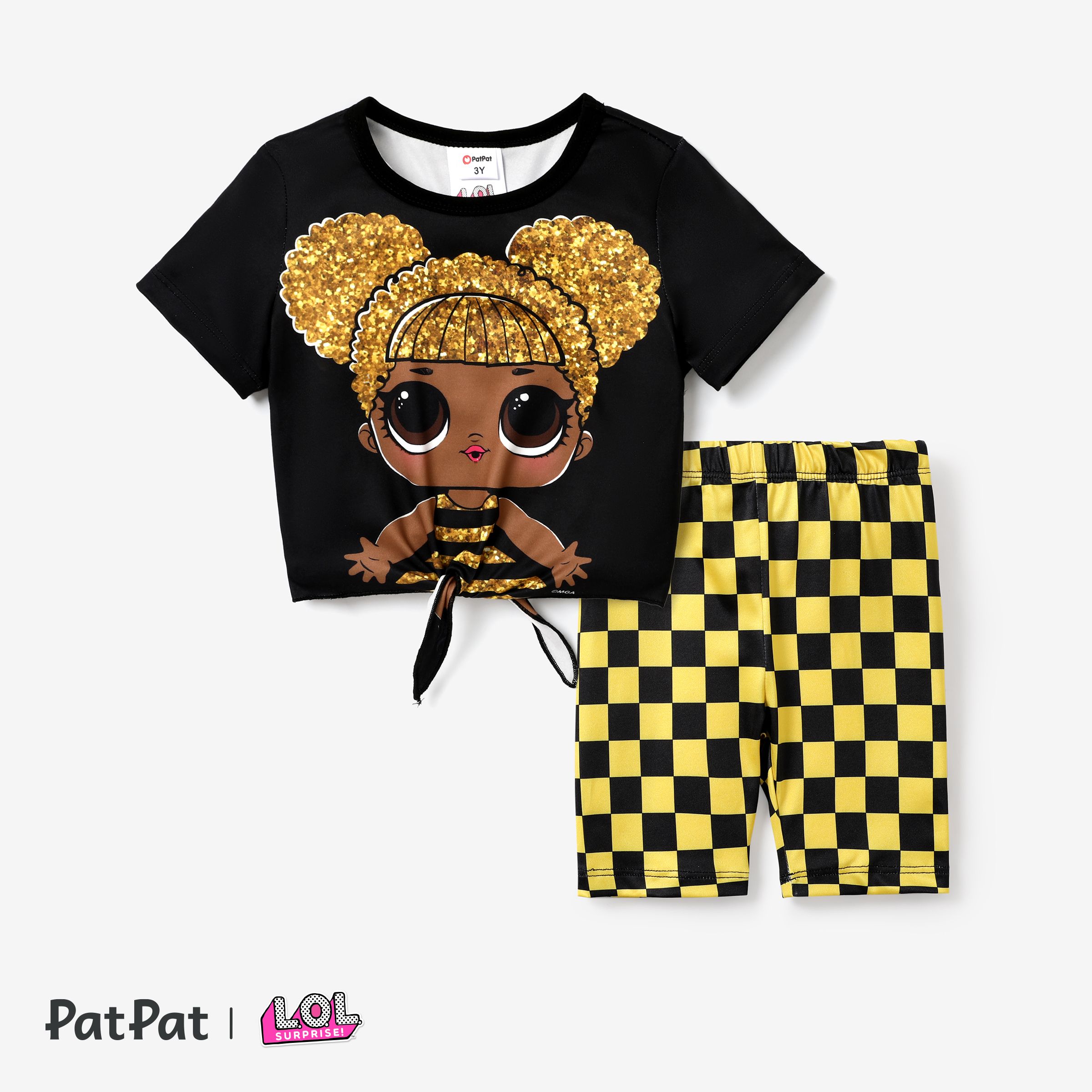 L.O.L. SURPRISE! Kid/Toddler Girl Graphic Printed Short-Sleeved T-Shirt with Short Cycling Pants Sui