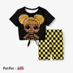 L.O.L. SURPRISE! Kid/Toddler Girl Graphic Printed Short-Sleeved T-Shirt with Short Cycling Pants Suit Black