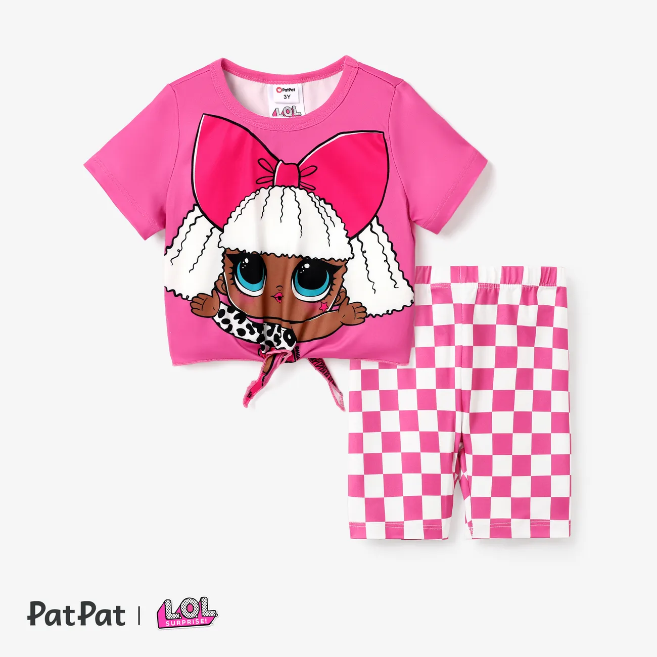 L.O.L. SURPRISE! Kid/Toddler Girl Graphic Printed Short-Sleeved T-Shirt with Short Cycling Pants Suit Roseo big image 1