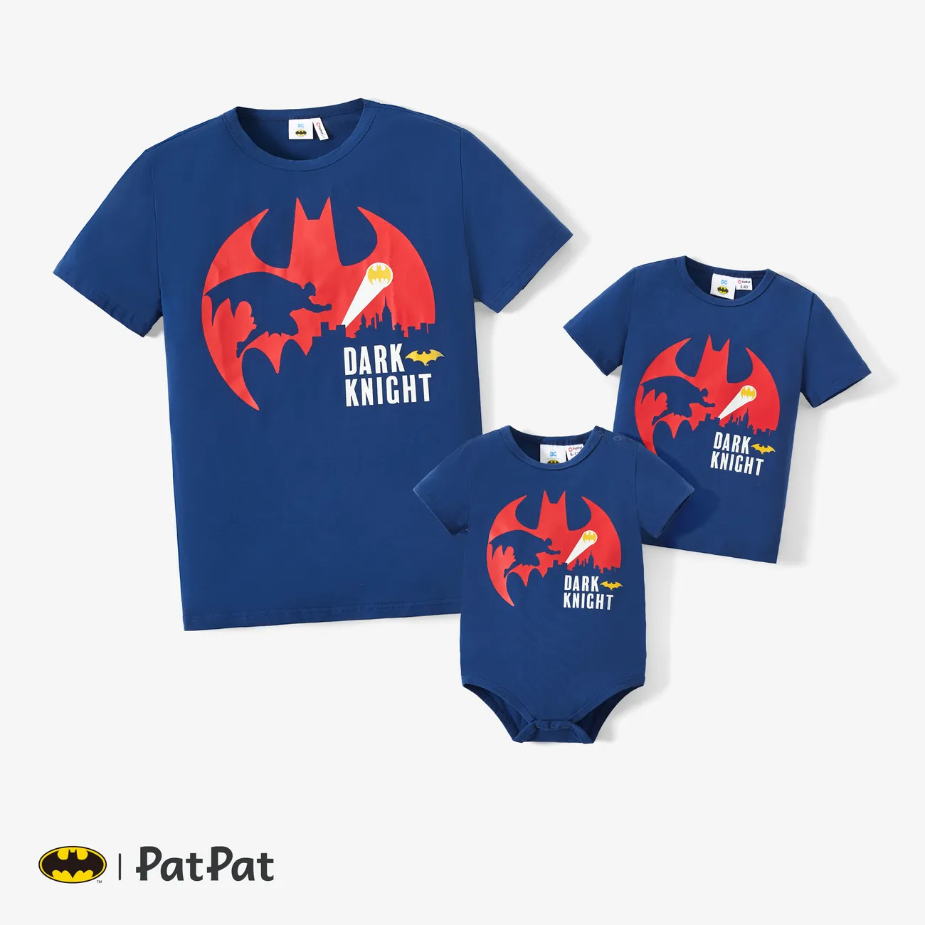 Justice League Daddy and Me Cotton Batman Logo Sporty Jumpsuit/T-Shirt DeepBlue big image 1