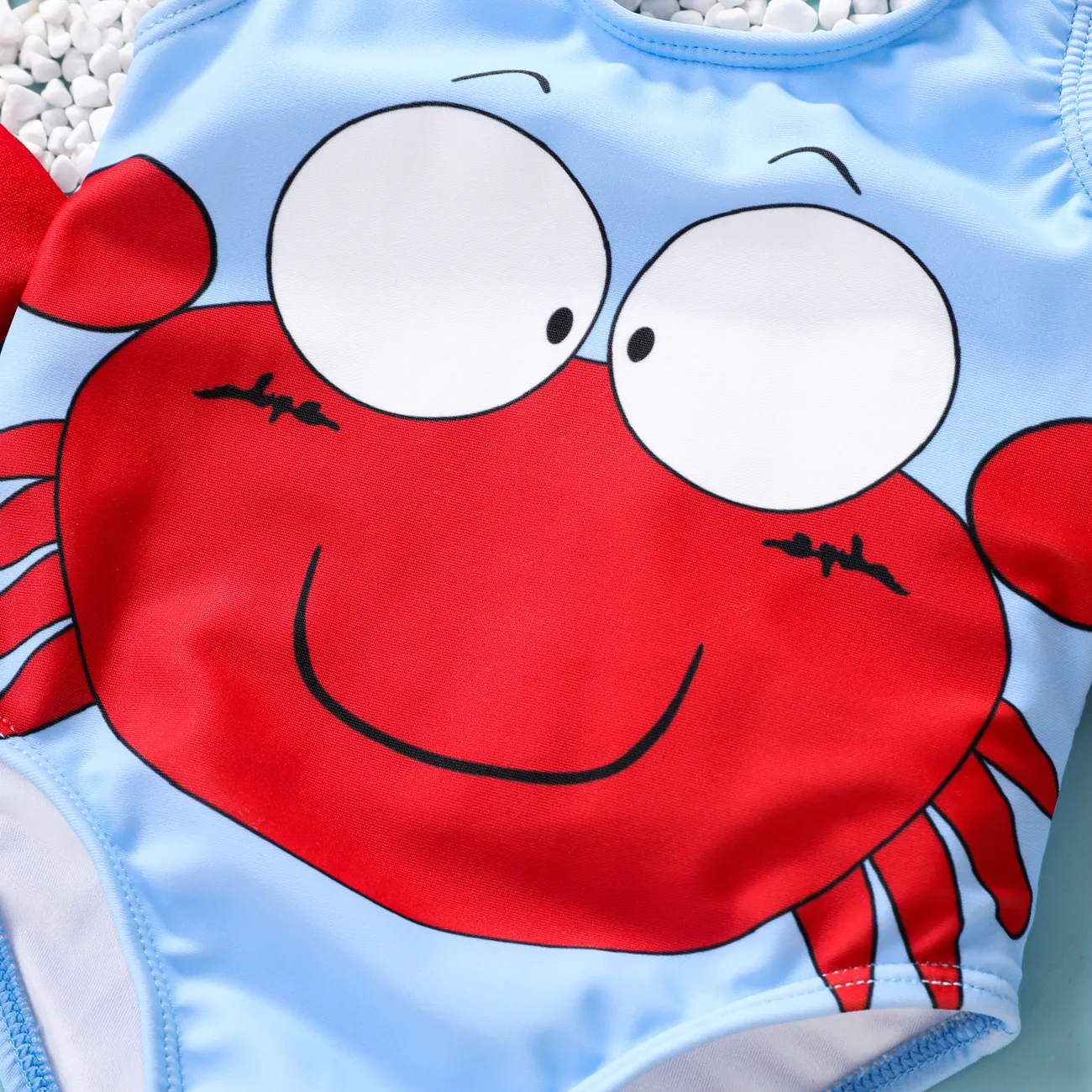 2 unidades Bebé Unisex Hipertáctil Animales marinos Infantil Sin mangas Trajes de baño Azul big image 1