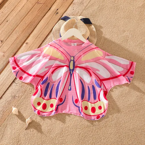 Butterfly Hollow-out Toddler Girl Traje de baño Camisa oversize
