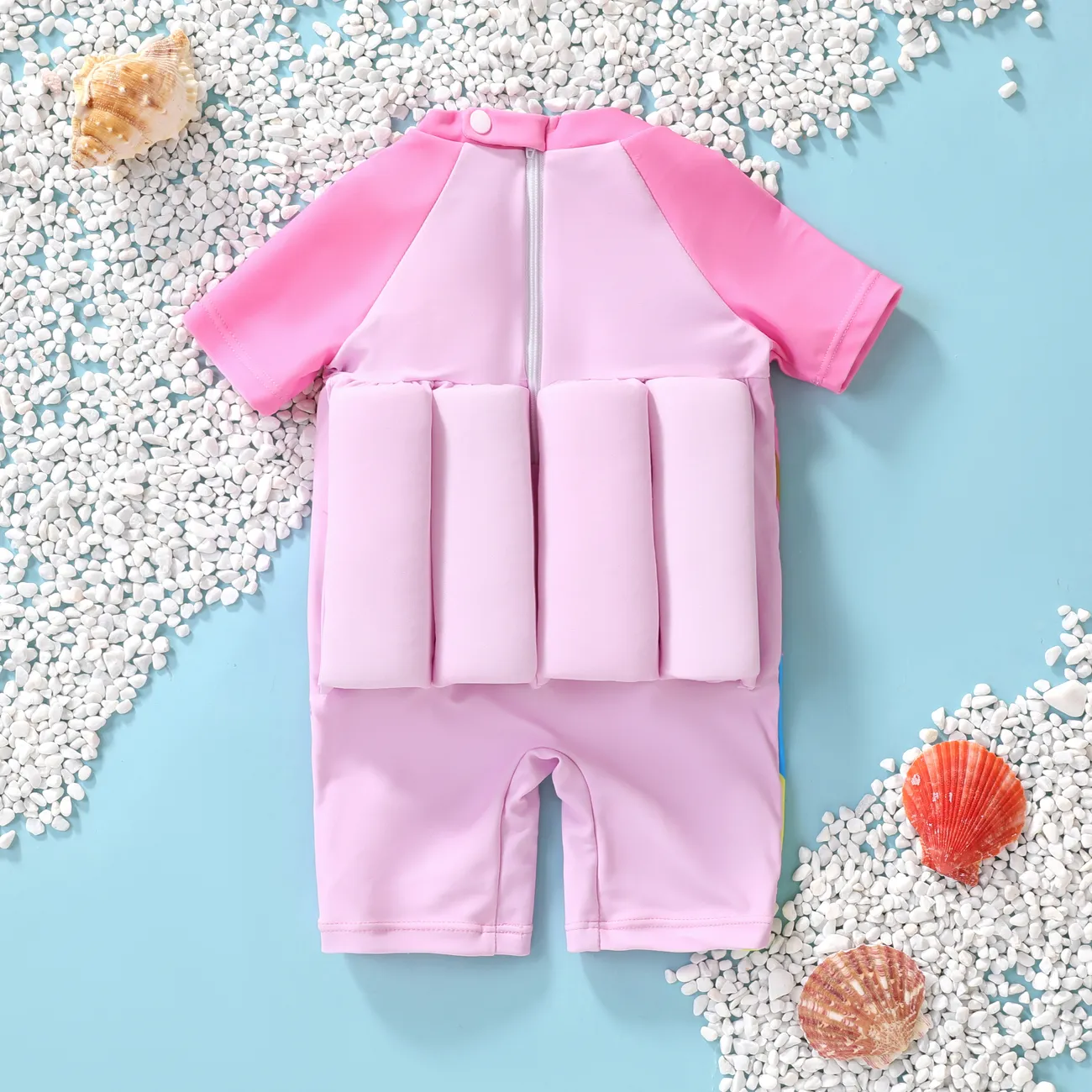 Baby Girl Childlike Short Sleeve Animal Pattern Pink Unicorn Swimsuit  Pink big image 1