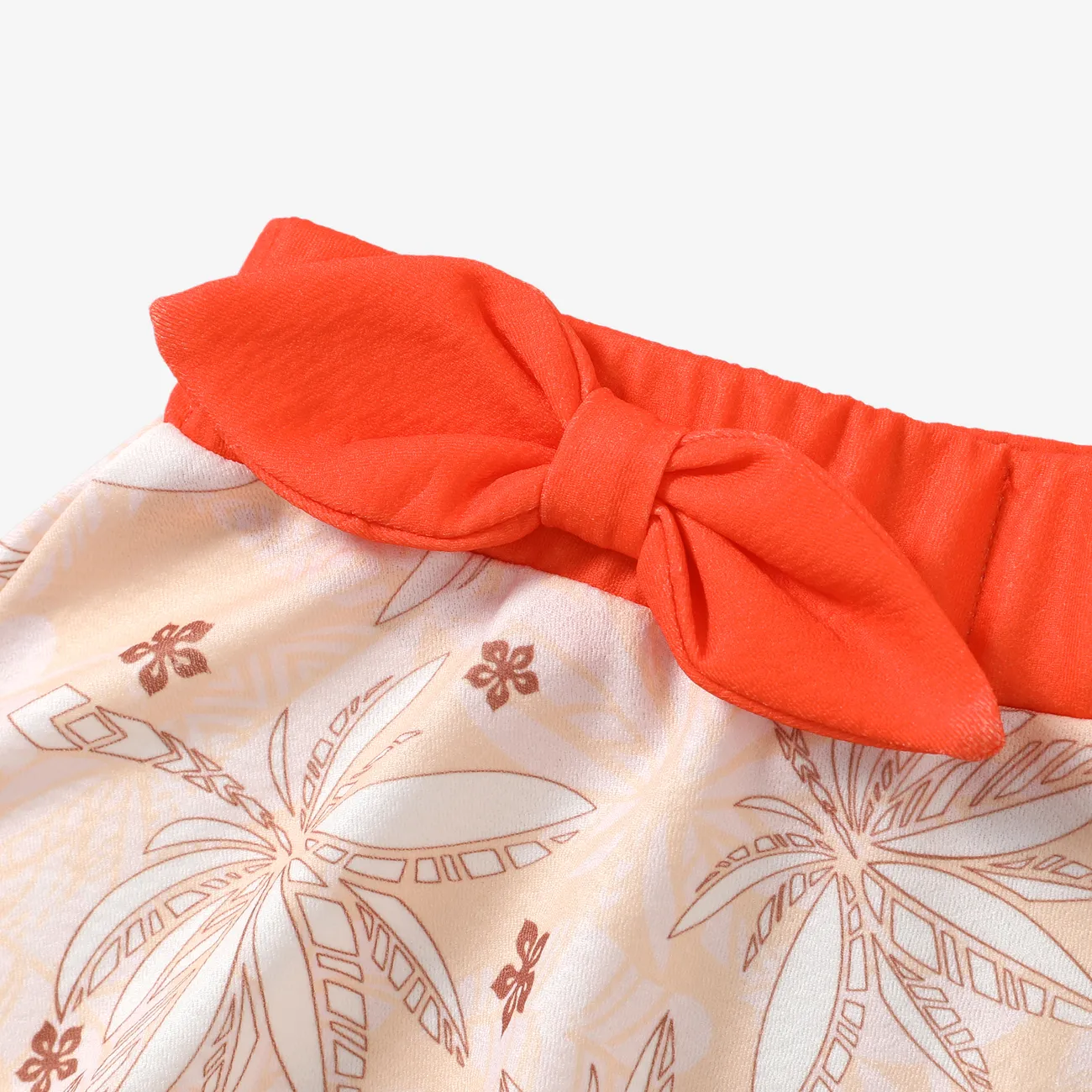 Disney Princess 2件 IP 女 不規則下擺 休閒 棕櫚葉 套裝裙 橙紅色 big image 1