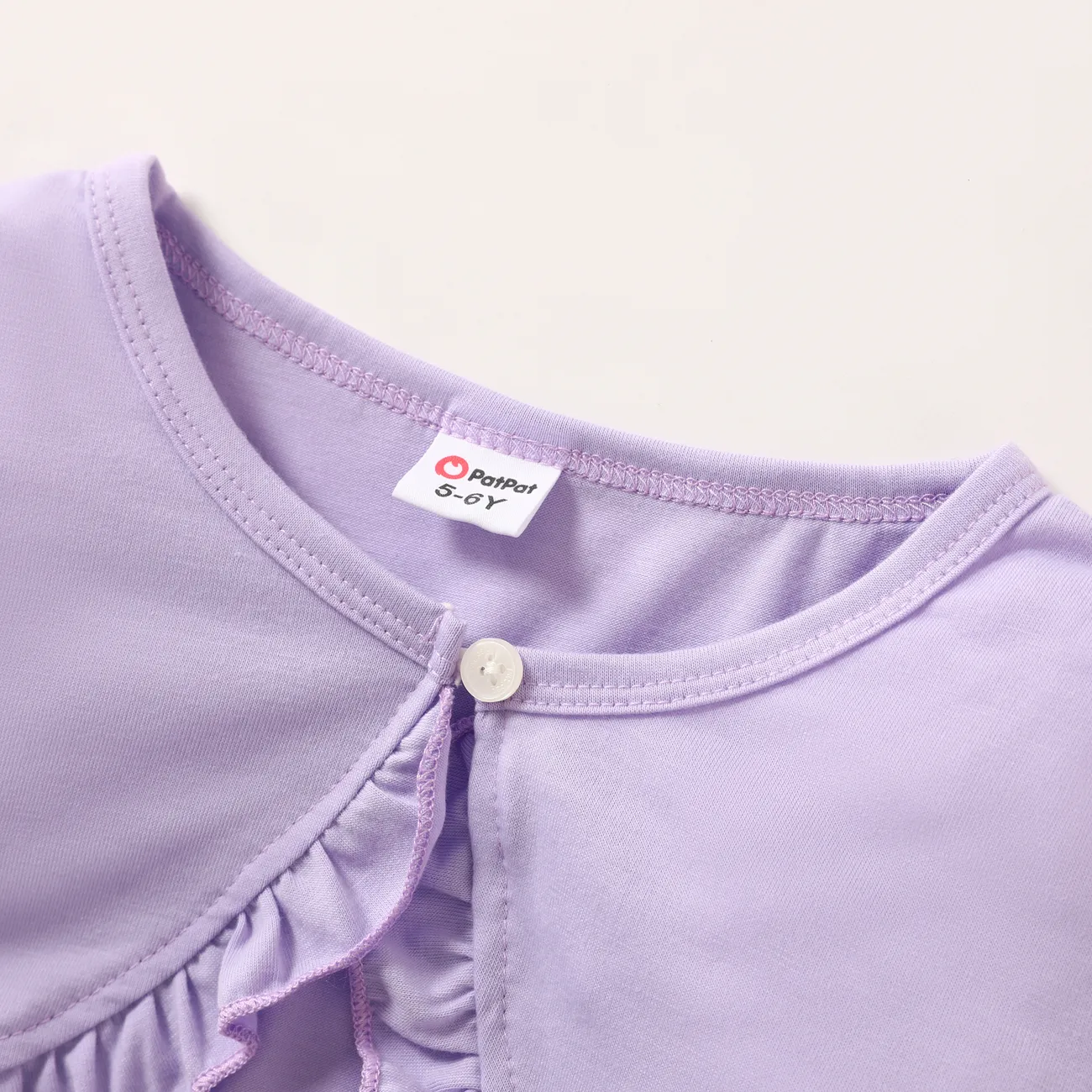 2件 大童 套裝裙 女 褶飾 植物花卉 紫色 big image 1
