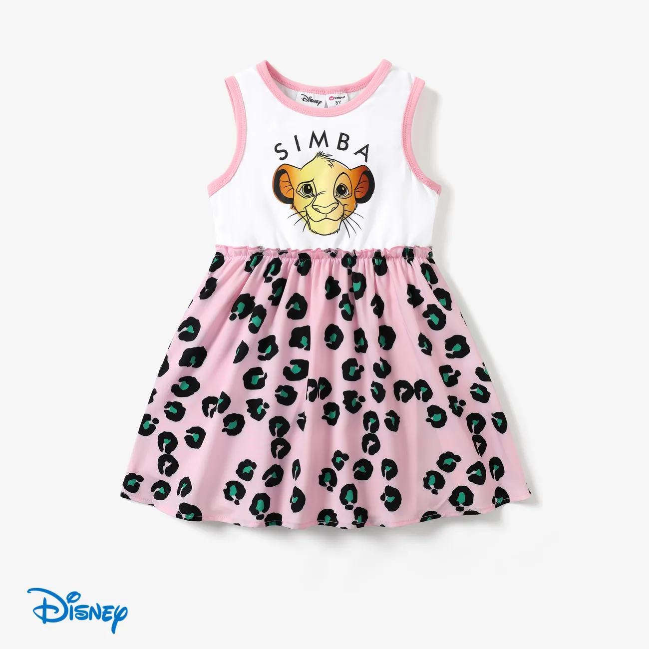 El Rey León de Disney Niño pequeño Chica Costura de tela Infantil Estampado de leopardo Vestidos Rosado big image 1