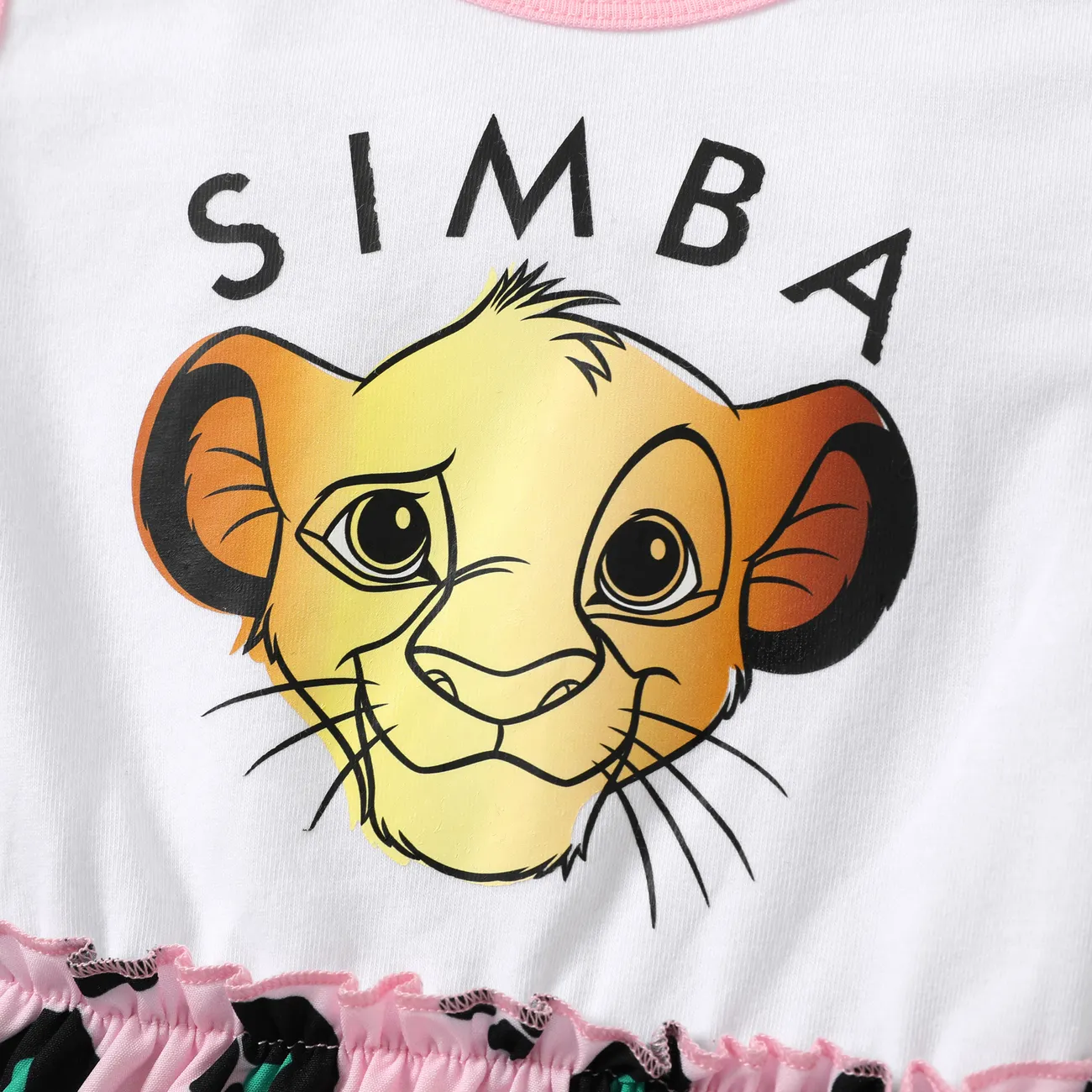 Disney Rei Leão Criança Menina Costuras de tecido Infantil Padrão de leopardo Vestidos Rosa big image 1