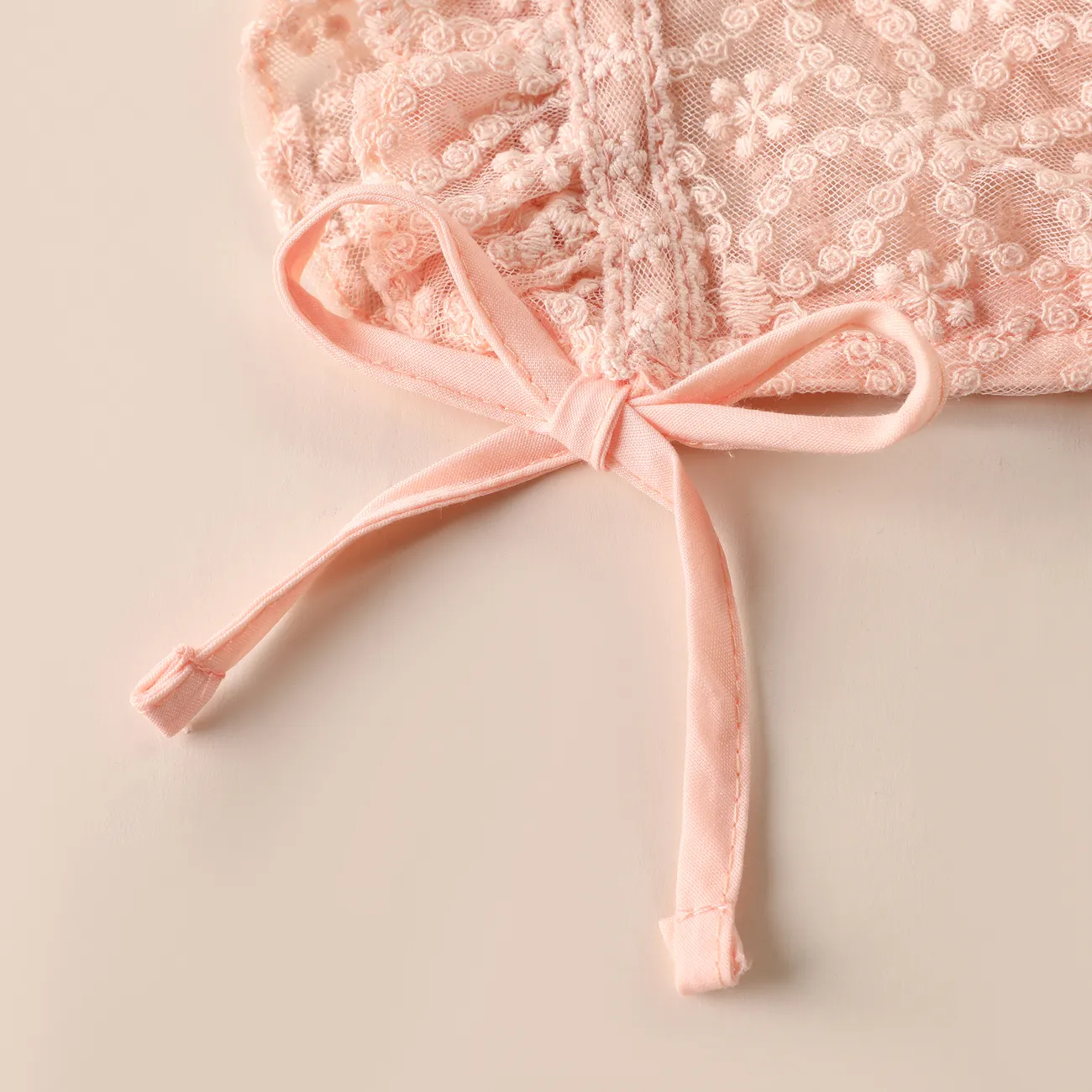 Baby Girl Süßer Spitzen-Prinzessinnenhut mit floralem Rand rosa big image 1