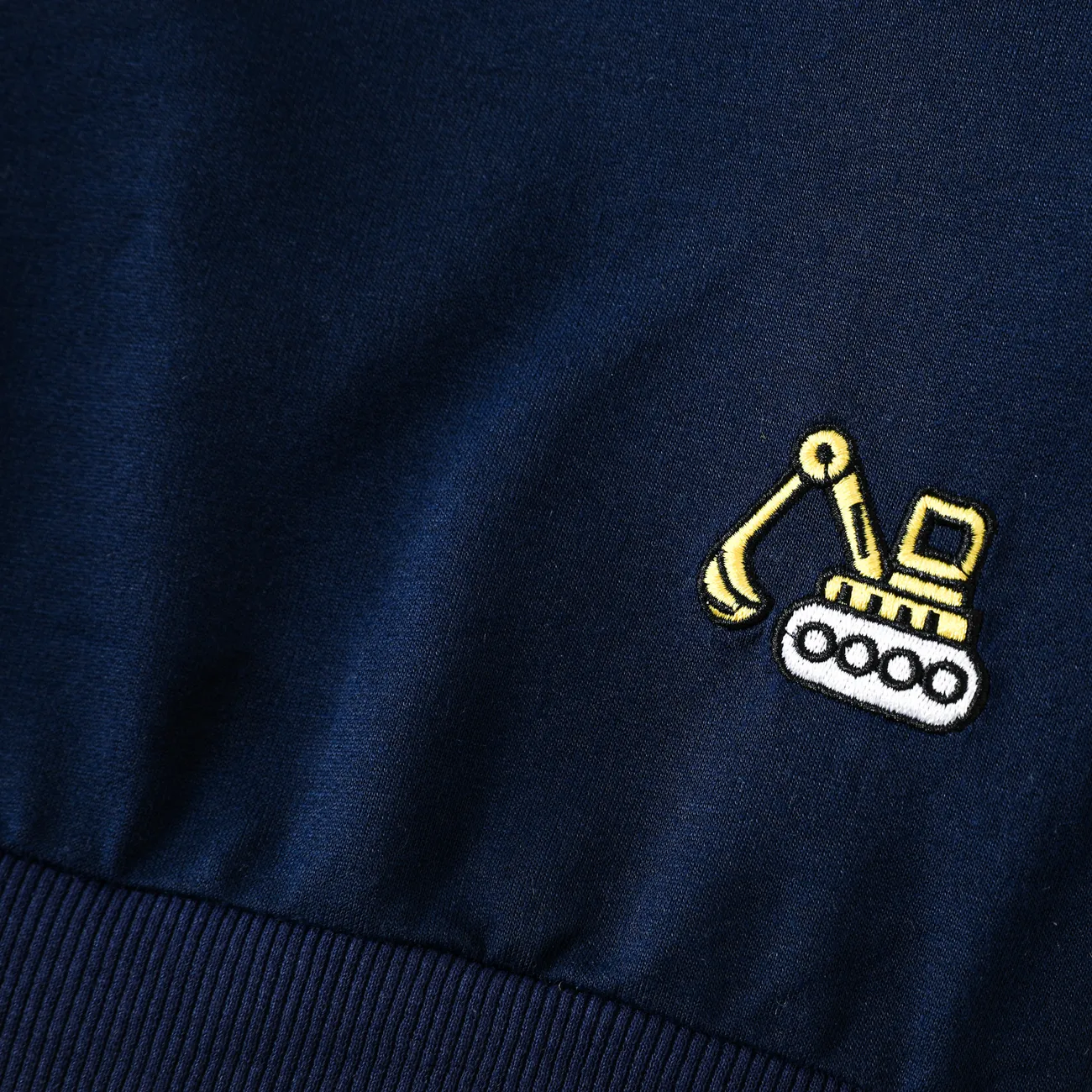 Toddler Boy Excavator Embroidered Stripe/Solid Pullover Sweatshirt Royal Blue big image 1