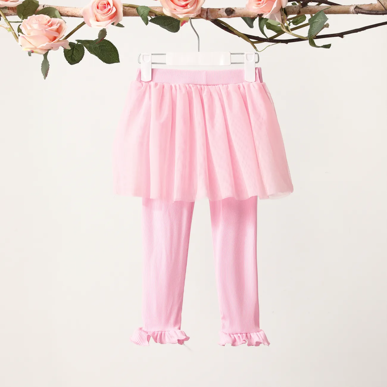  Toddler Girl's Sweet Ruffle Leggings Pants  Pink big image 1