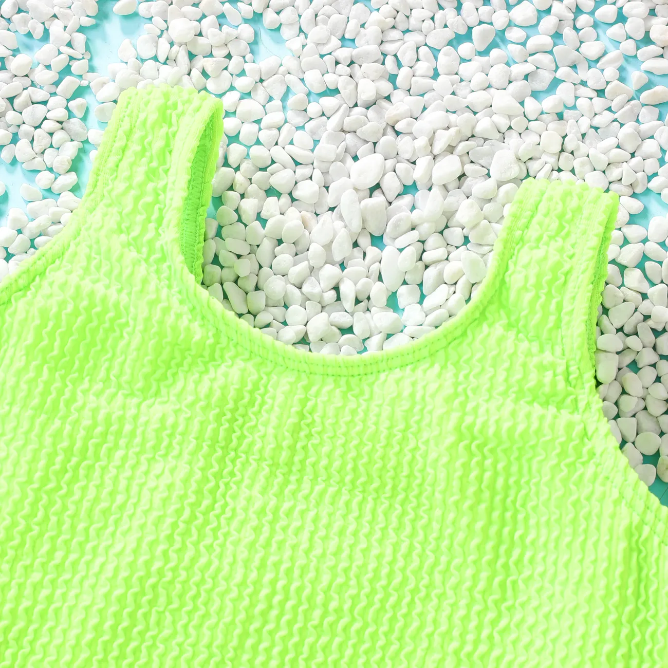 大童 女 純色 泳衣 綠色 big image 1