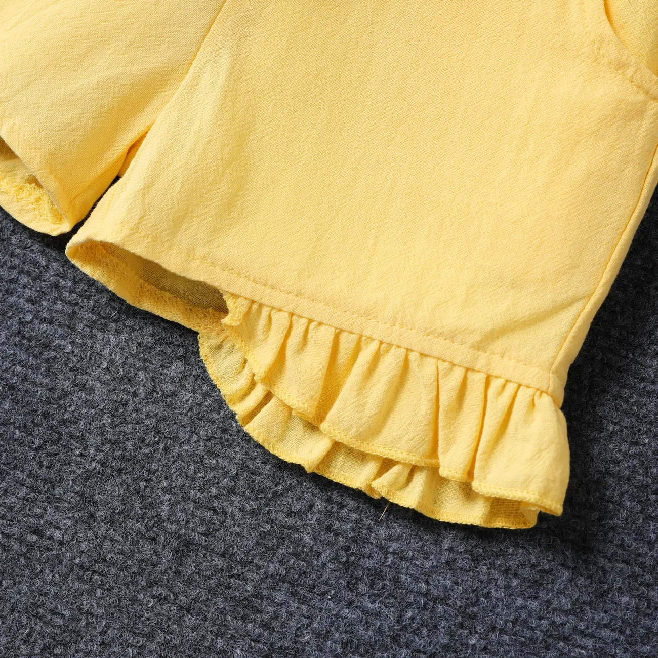 2 unidades Criança Menina Mangas franzidas Bonito conjuntos de camisa Amarelo big image 1