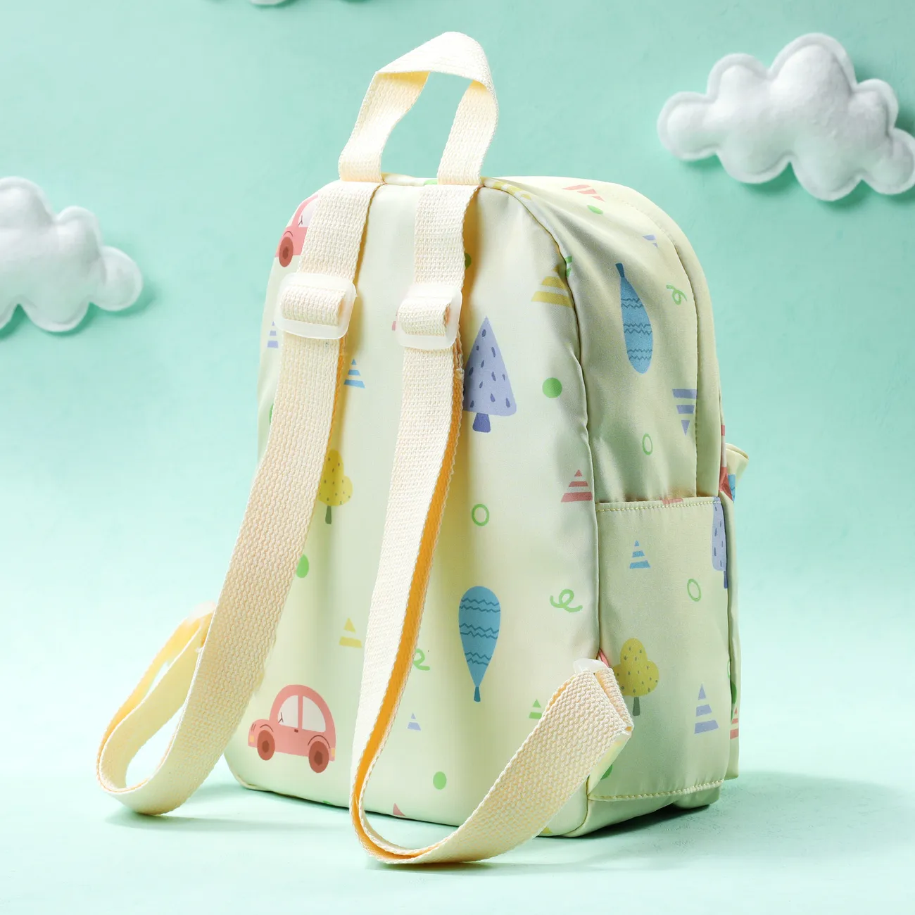 Toddler/kids Cartoon Printed Double Shoulder Backpack Pale Yellow big image 1