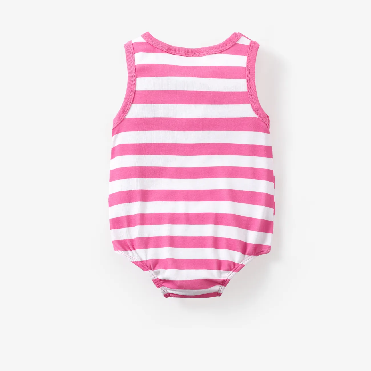 Disney Mickey and Friends Baby Boy/Girl 1pc Naia™ Navy Collar Striped Sleeveless Romper Pink big image 1