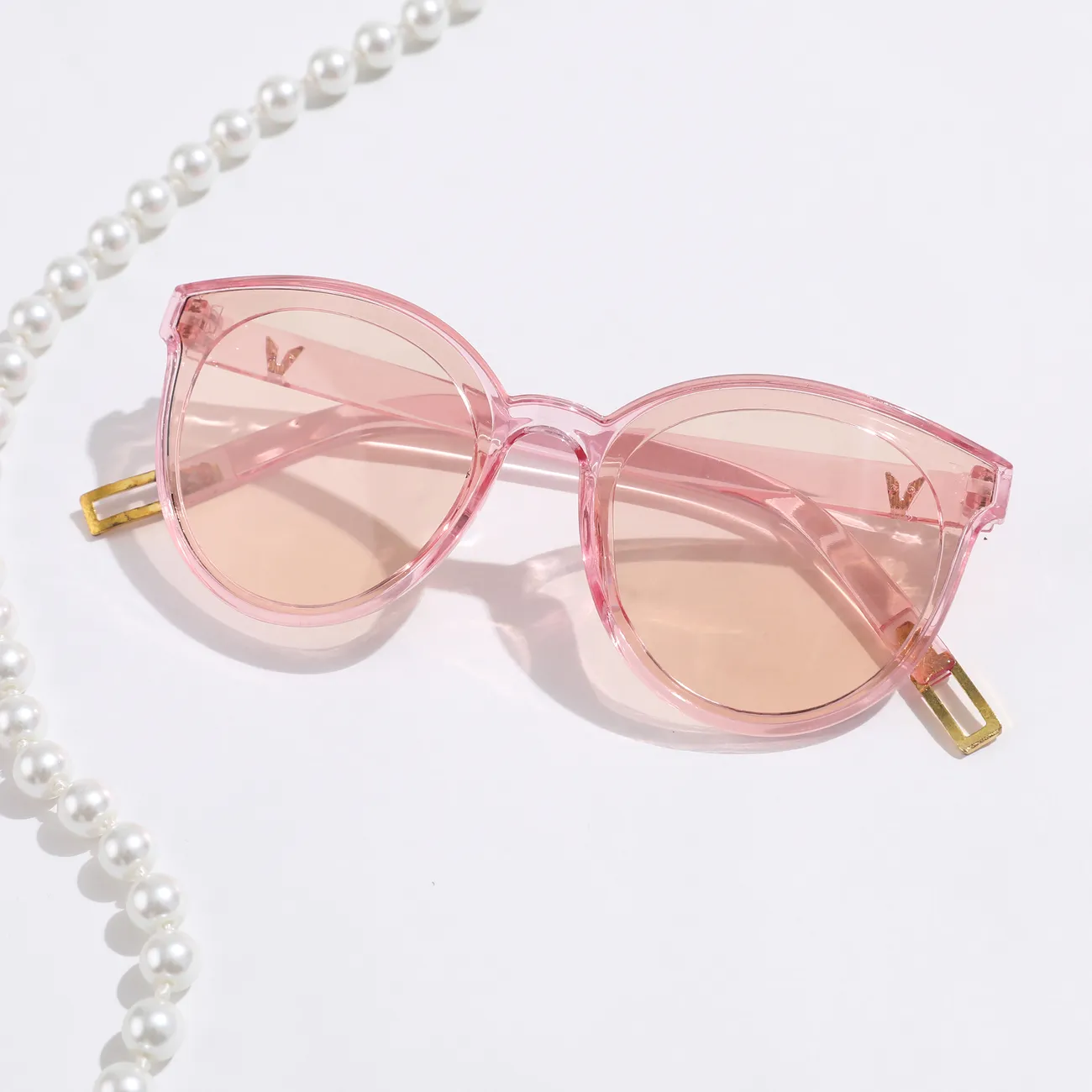 Kleinkind / Kinder Mädchen / Junge Lässige Vintage Künstlerische Sonnenbrille mit weichem Stoffbeutel rosa big image 1