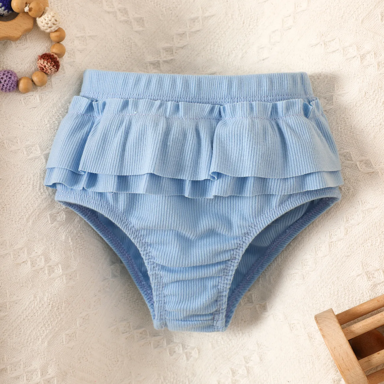 Baby Girl Sweet Ruffle Baby Shorts Light Blue big image 1