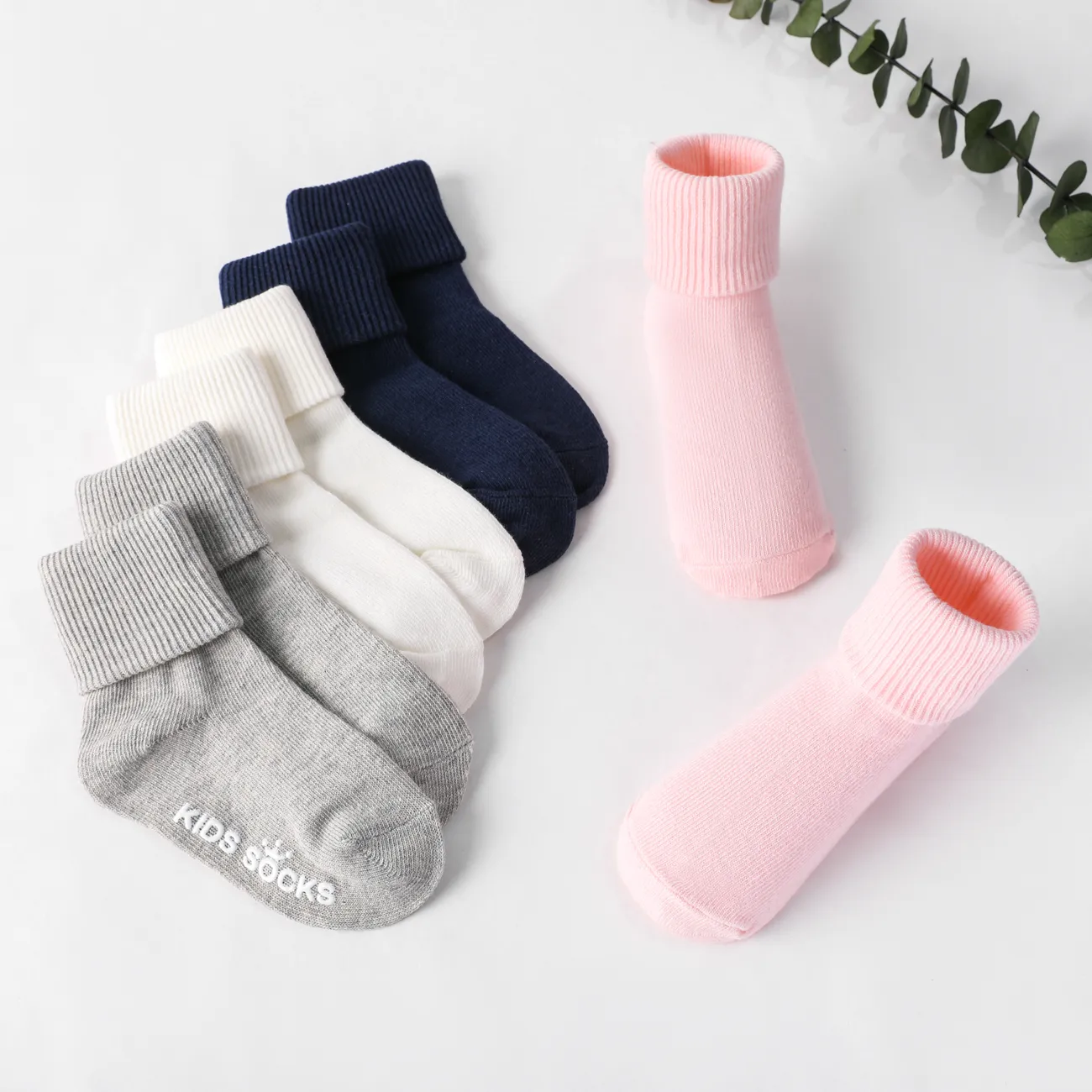 Baby/Kleinkind Mädchen/Junge Sommer gekämmte Baumwolle Pure Color Niedliche Mid-Calf-Socken weiß big image 1