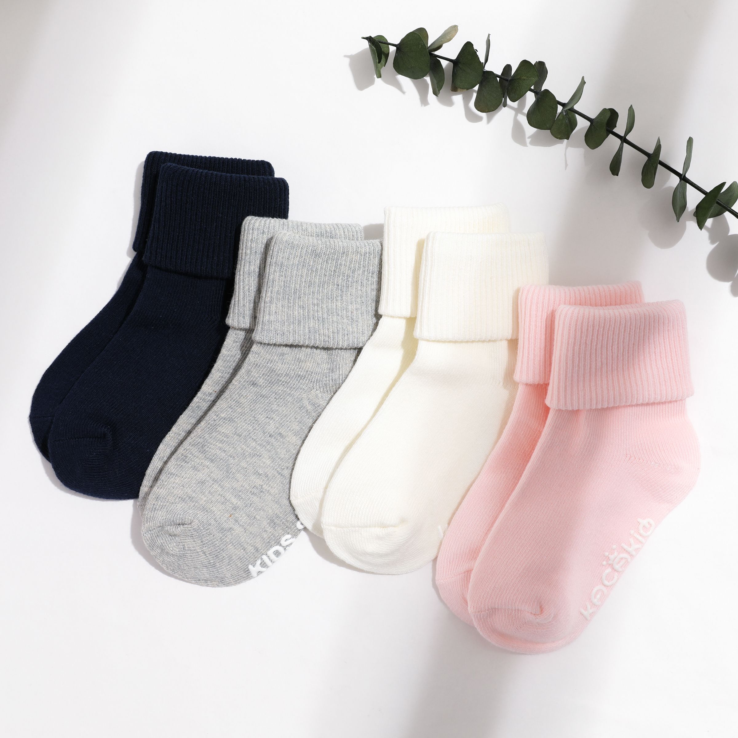 嬰兒/幼兒女孩/男孩夏季精梳棉純色可愛中小腿襪