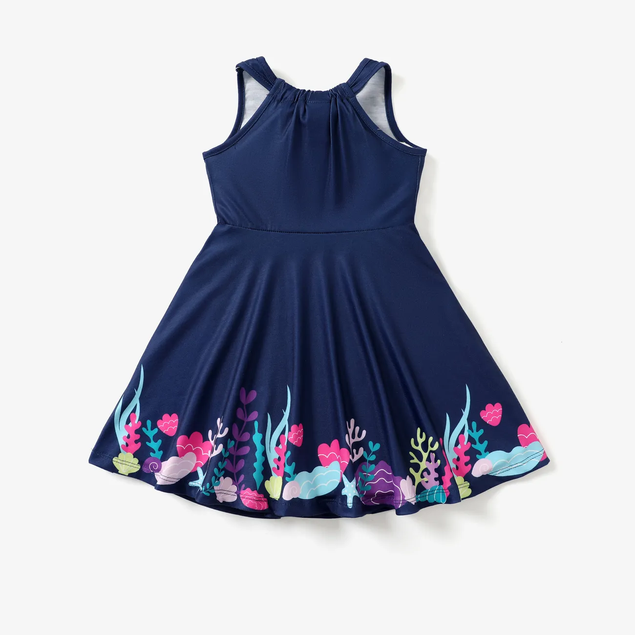 Peppa Pig 1pc Toddler Girls Character Print Ocean-Themed/Cactus Sleeveless Dress Dark Blue big image 1