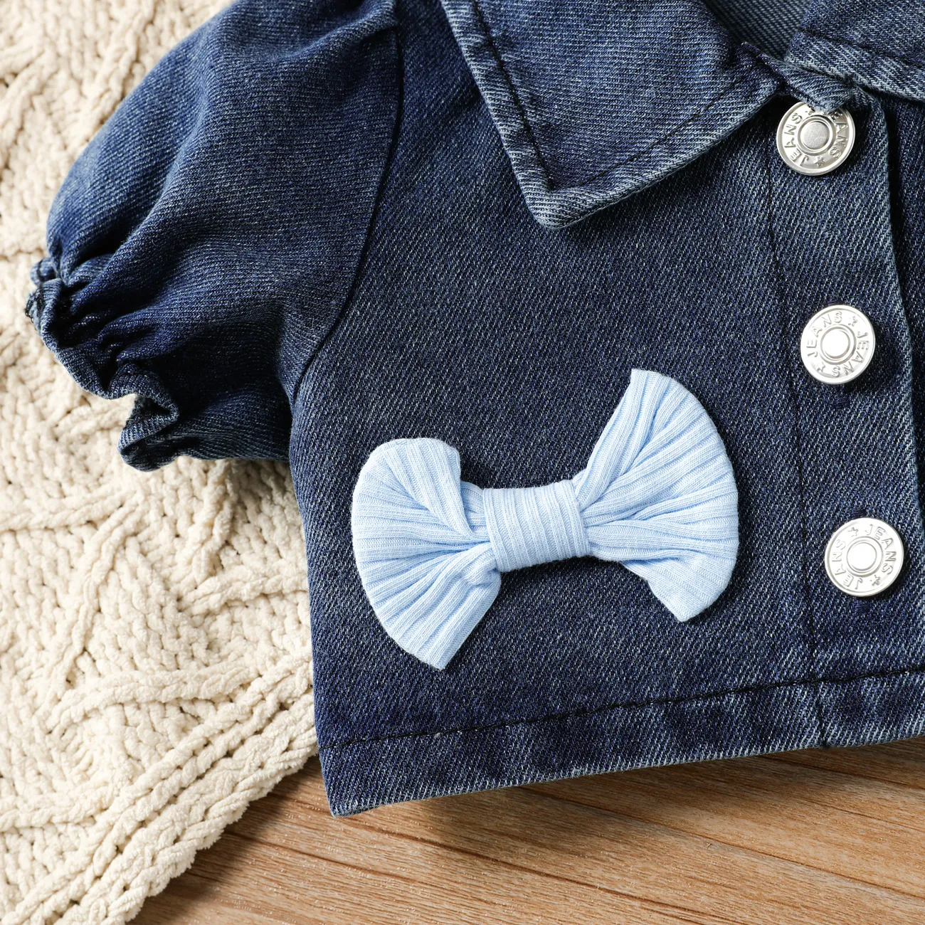 3件 嬰兒 襟貼 甜美 短袖 套裝裙 淺藍 big image 1
