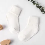 Bebê / criança menina / menino verão penteado algodão cor pura bonito meias de bezerro médio Branco