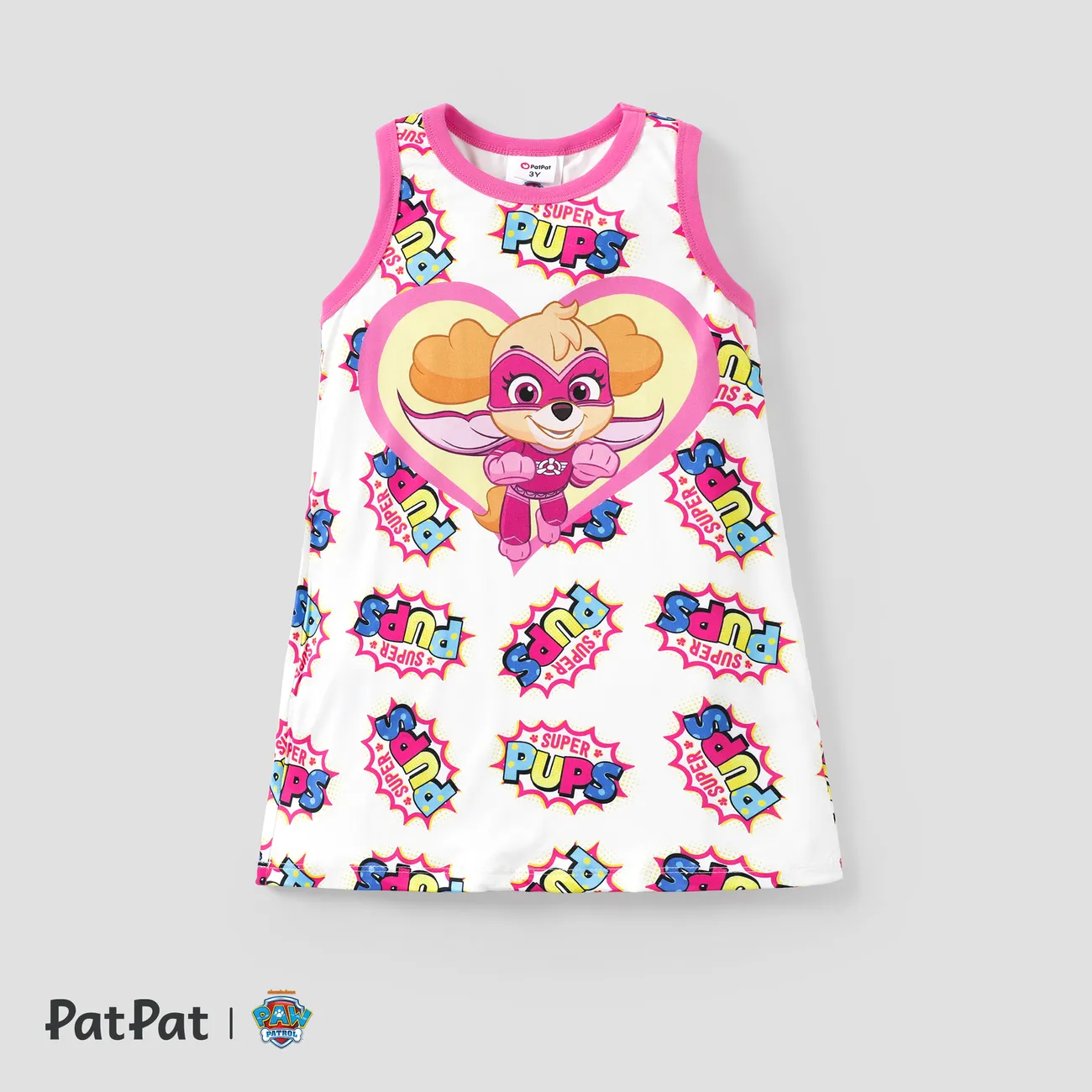 Paw Patrol Skye 1pc Toddler Girls Heart-Shaped Character Print Sleeveless Dress PINK-1 big image 1