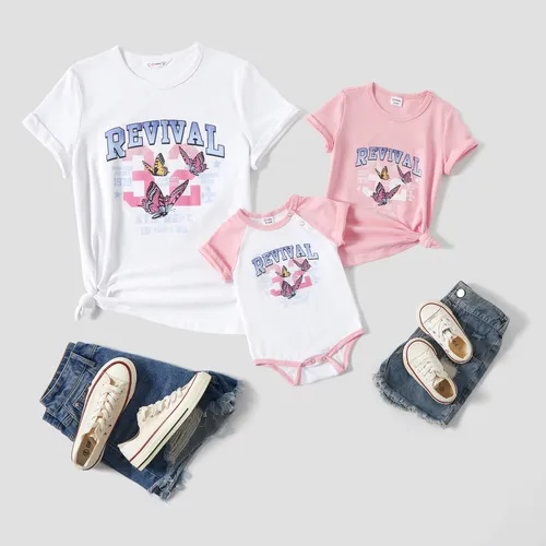 Mommy and Me Cotton Butterfly Print Revival Graphic Tee