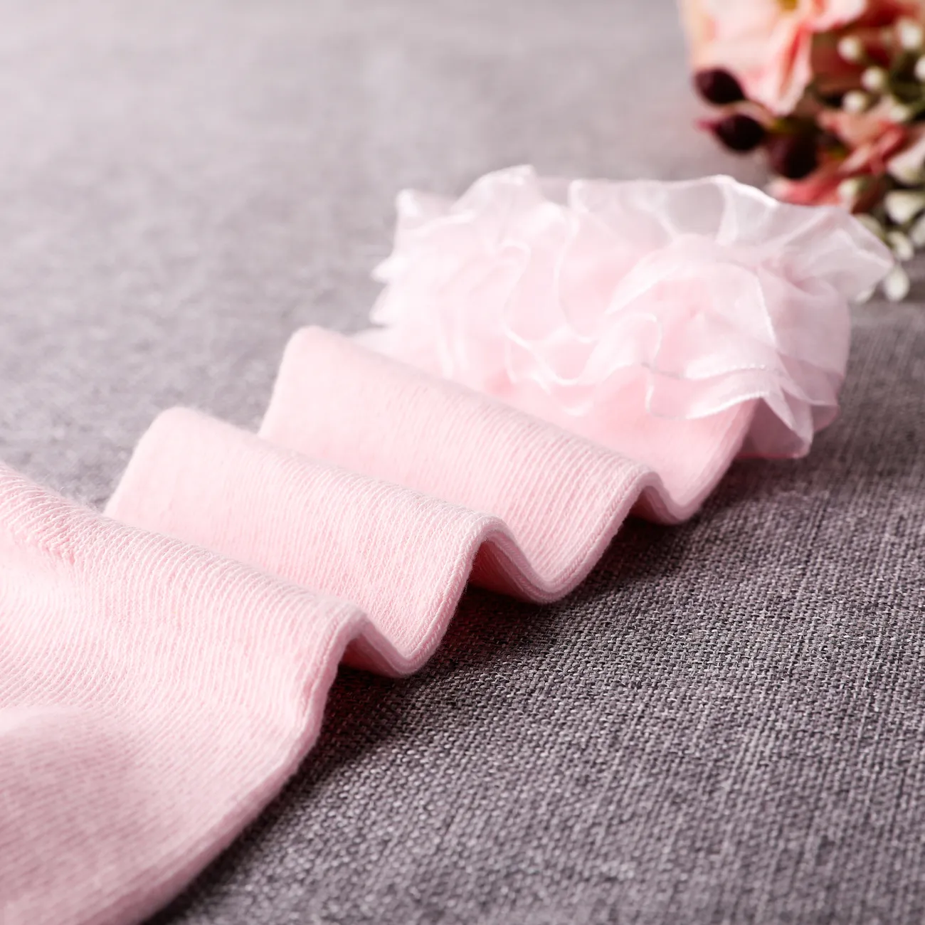 Chaussettes mi-mollet en dentelle pour bébé/enfant en bas âge Sweet Cute Printemps/Été en pur coton Rose big image 1