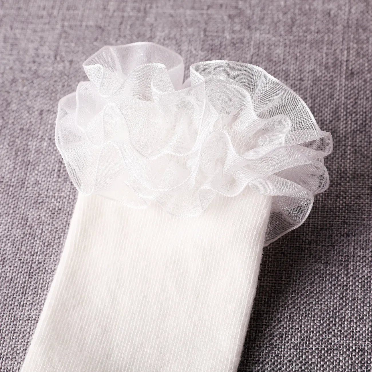 Chaussettes mi-mollet en dentelle pour bébé/enfant en bas âge Sweet Cute Printemps/Été en pur coton Blanc big image 1