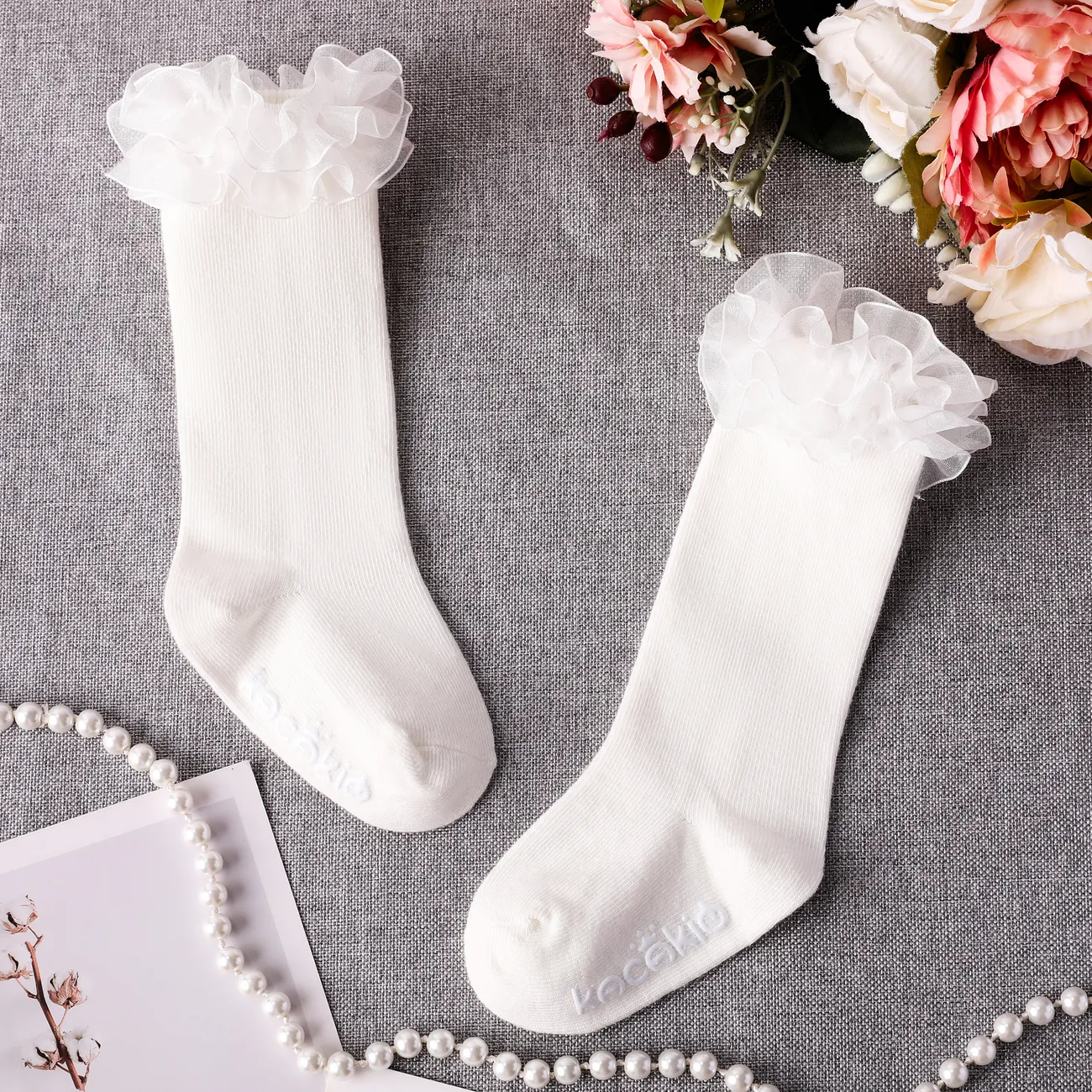 Baby/toddler Girl Sweet Cute Spring/Summer Lace Mid-Calf Socks in Pure Cotton White big image 1