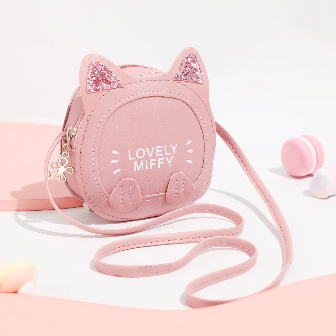 Toddler/kids Girl Sweet Adorable Cat Ear Cartoon Shoulder Bag Pink big image 1