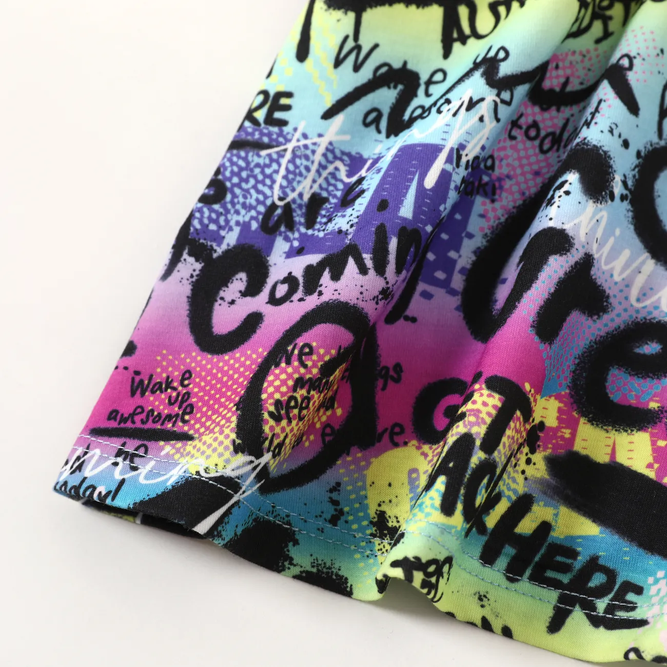 Toddler Girls  Avant-garde Graffiti Short Sleeve Dress  Multi-color big image 1