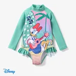 Disney Mickey and Friends 1pc Toddler/Kids Girls Character Print Ruffled Long-Sleeve Swimsuit
 Turquoise