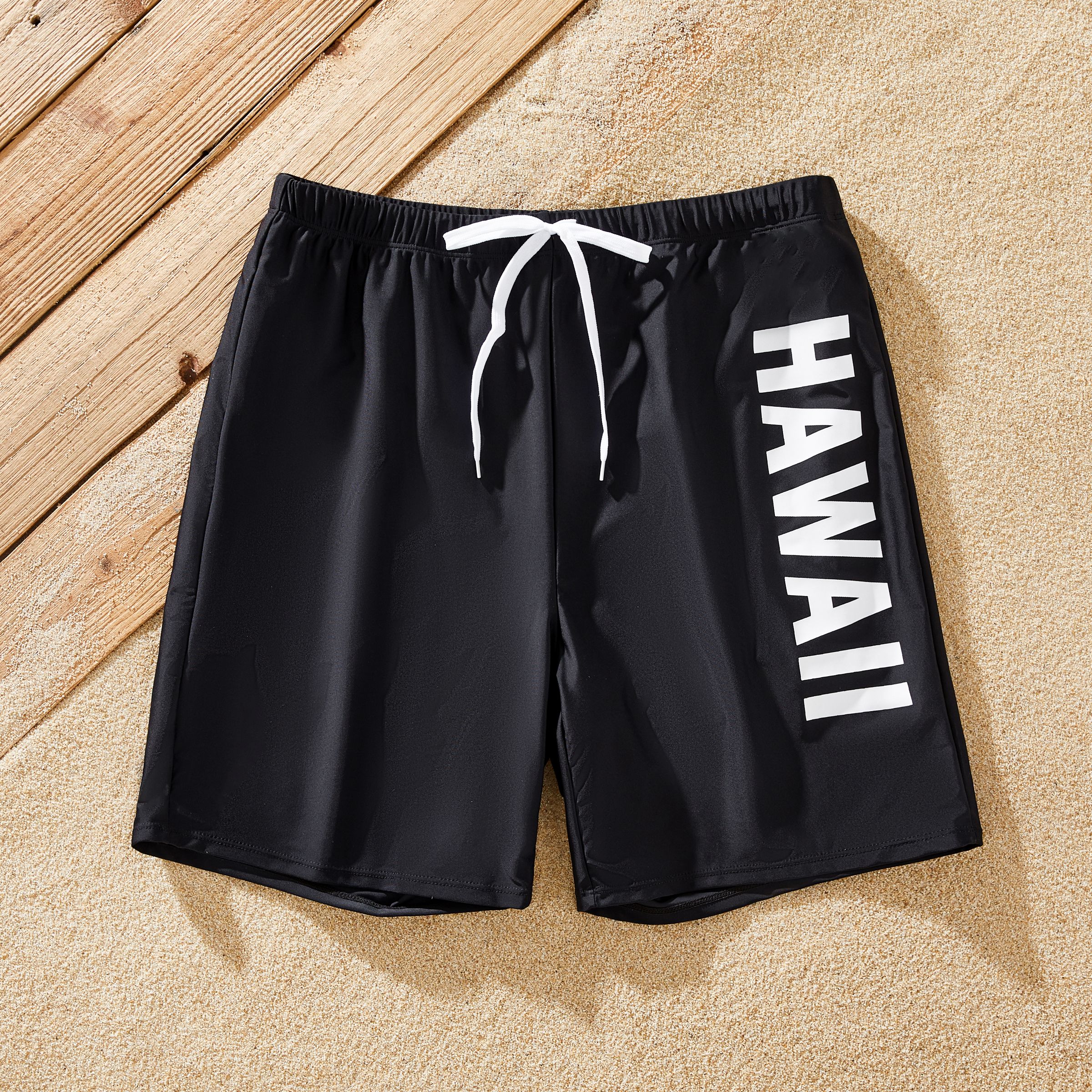 

Family Matching HAWAII Letter Drawstring Swim Trunks or 3D Flower One-Piece Swimsuit