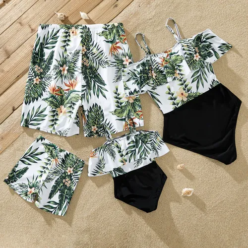 One Piece Plant Printed Family Matching Swimsuit
