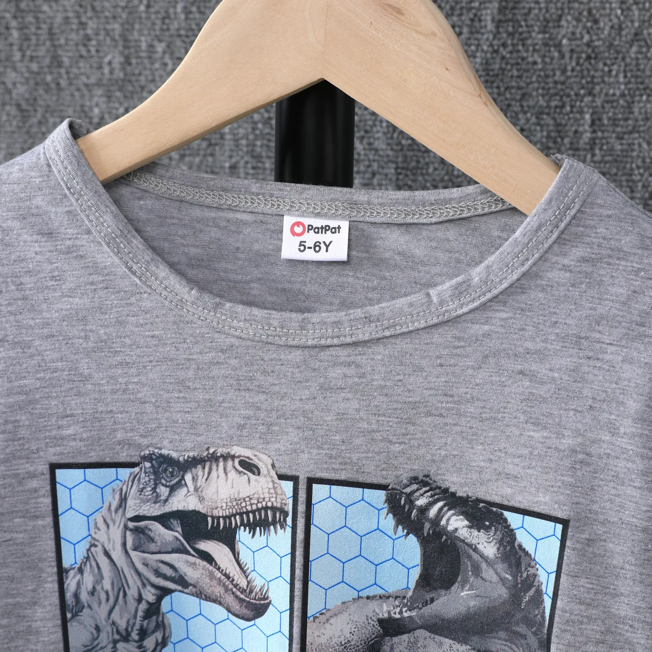 Dinosaur Print 2pc Short Sleeve Set for Boys Grey big image 1